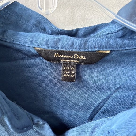 Massimo Dutti women’s blue viscose long sleeved button down blouse - Picture 2 of 8